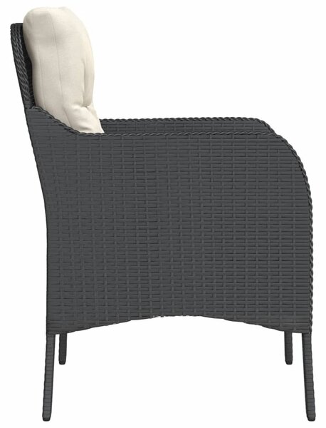 2 db fekete polyrattan kerti szék párnával