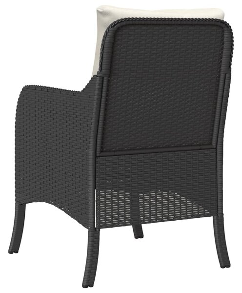 2 db fekete polyrattan kerti szék párnával