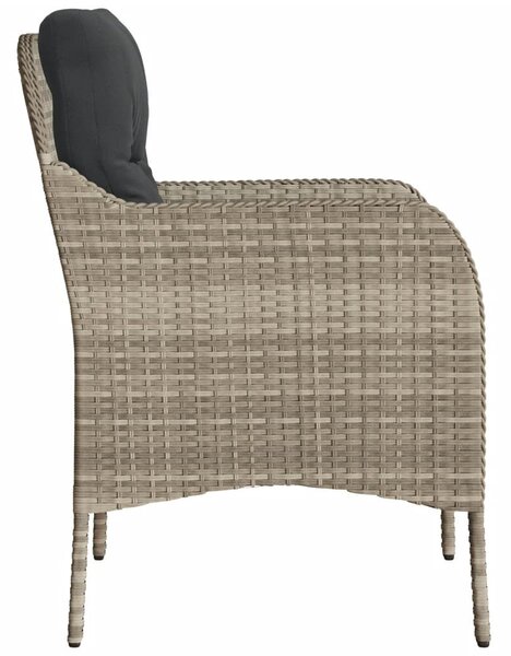 2 db világosszürke polyrattan kerti szék párnával
