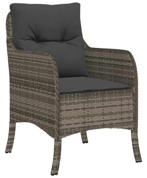 2 db szürke polyrattan kerti szék párnával