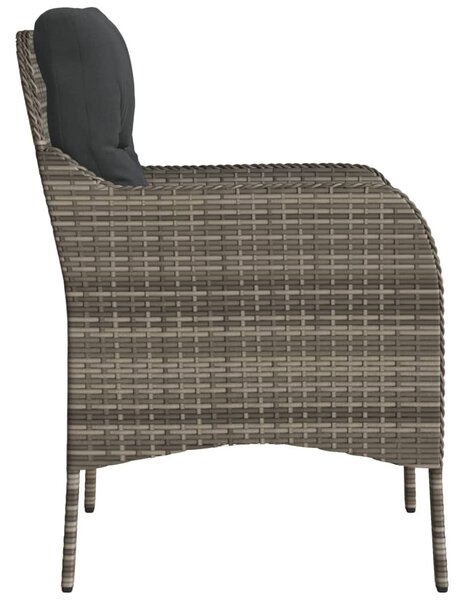 2 db szürke polyrattan kerti szék párnával