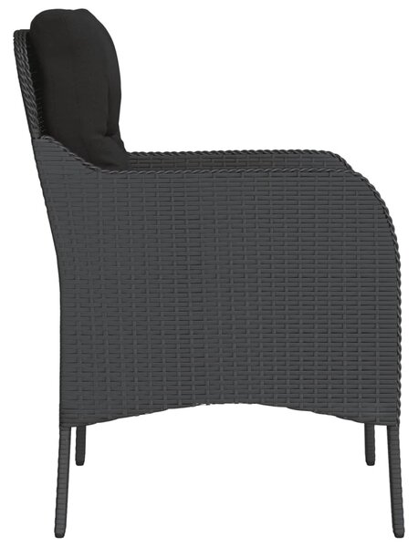 2 db fekete polyrattan kerti szék párnával