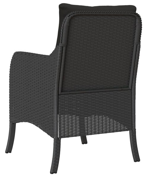 2 db fekete polyrattan kerti szék párnával