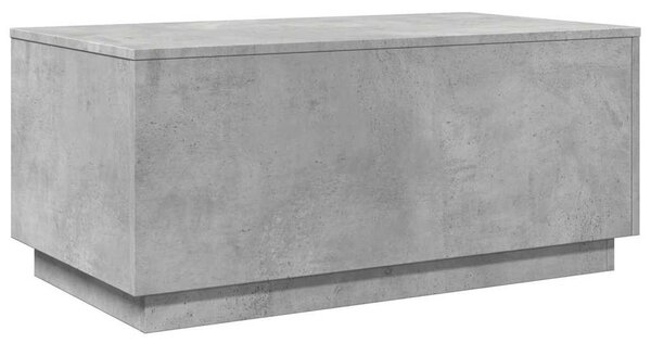 Betonszürke dohányzóasztal LED-lámpákkal 90x50x40 cm