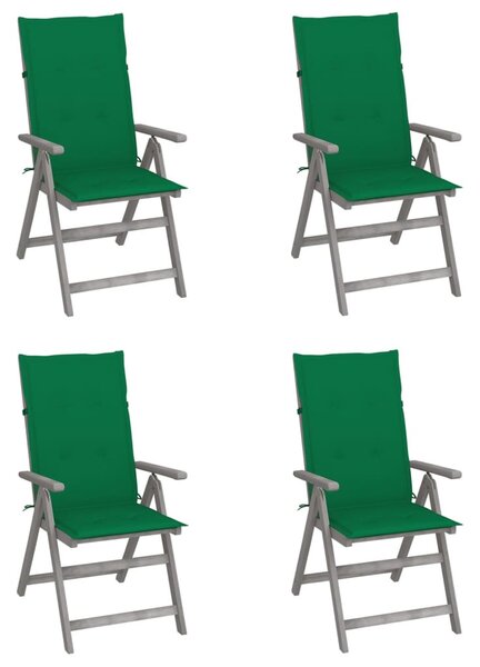 4 db dönthető tömör akácfa kerti szék párnával