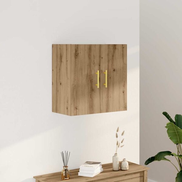 Kézműves tölgy színű szerelt fa faliszekrény 60 x 31 x 60 cm