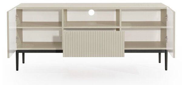 Nicole TV-szekrény 150 cm fiókkal és nyitott polccal – kasmír / fekete lábak
