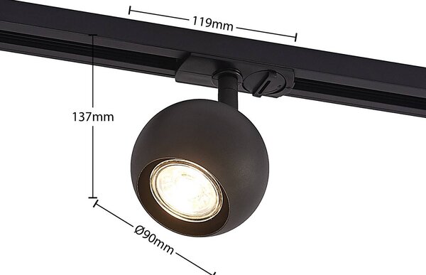 Lindby Linaro sínrendszer, GU10, 4 lámpás, fekete, Ø 9 cm, dimmelhető, Fekete, Folyosó, fém, Modern