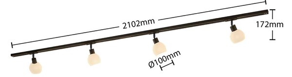 Lindby 1-körös sínrendszer Linaro, E14, 4 lámpás, fekete, dimmelhető, Fekete, Nappali / Étkező, fém, Modern