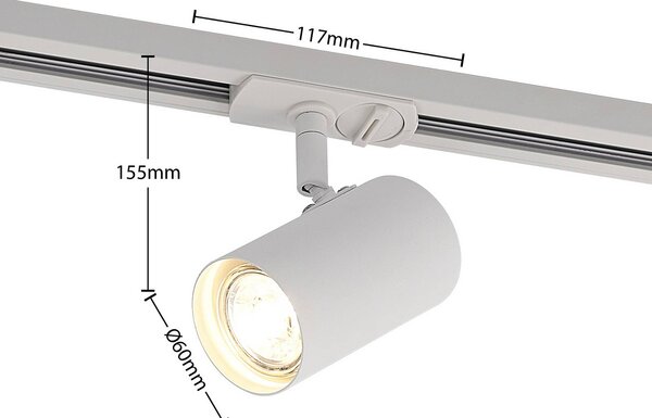 Lindby sínrendszer Linaro, GU10, 4 lámpás, fehér, Ø 6 cm, dimmelhető, Fehér / opál, Folyosó, fém, Modern
