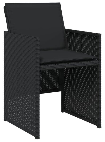 4 db fekete polyrattan kerti szék párnával