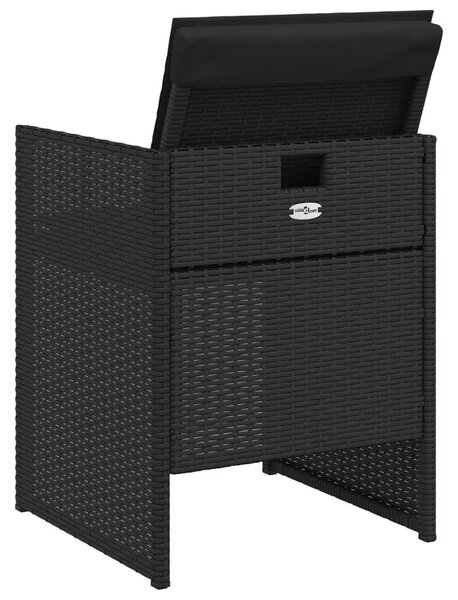 4 db fekete polyrattan kerti szék párnával