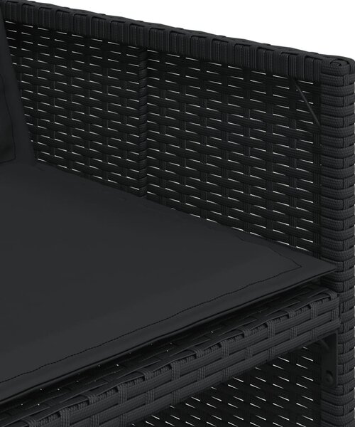 4 db fekete polyrattan kerti szék párnával