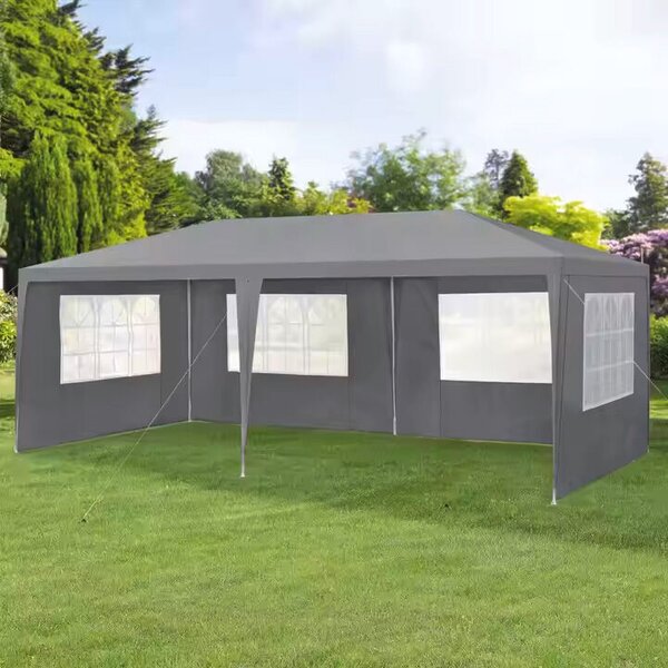 Kerti kereskedelmi pavilon sátor, 3x6 m, 6 fal, szürke, multigarden