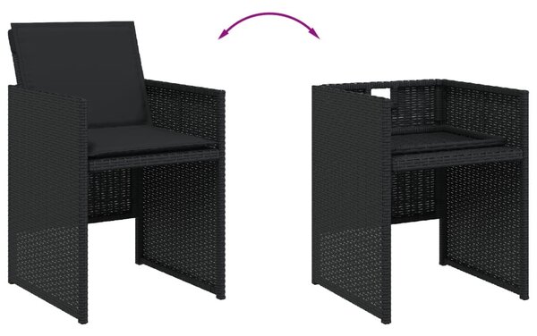 4 db fekete polyrattan kerti szék párnával