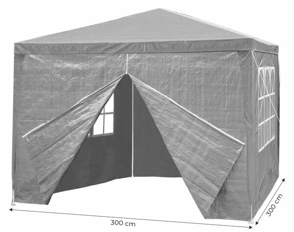 Kerti kereskedelmi pavilon sátor, 3x3 m, 4 fal, szürke, multigarden