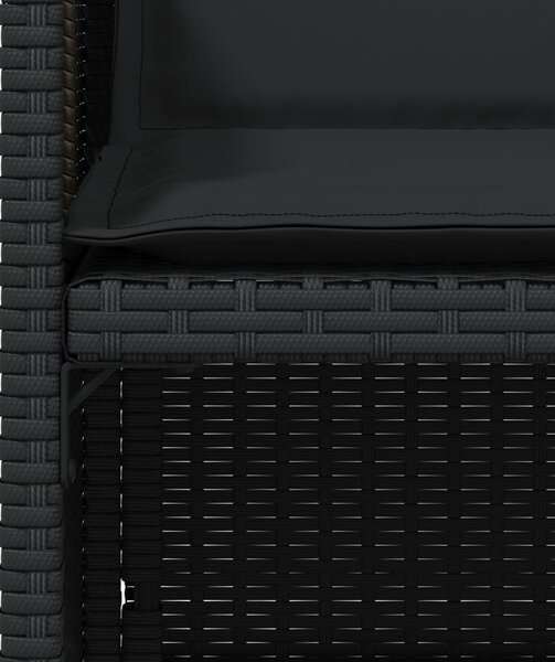 4 db fekete polyrattan kerti szék párnával