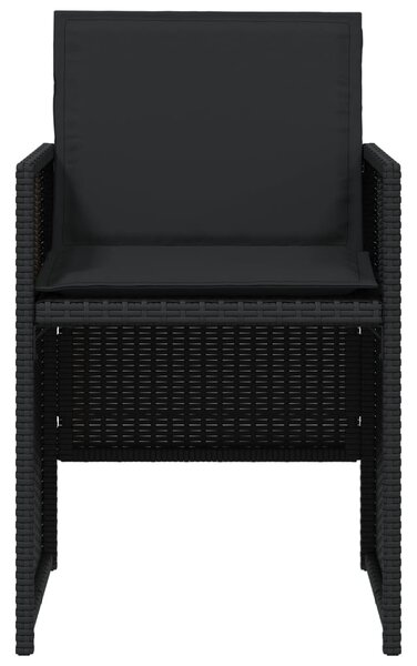 4 db fekete polyrattan kerti szék párnával