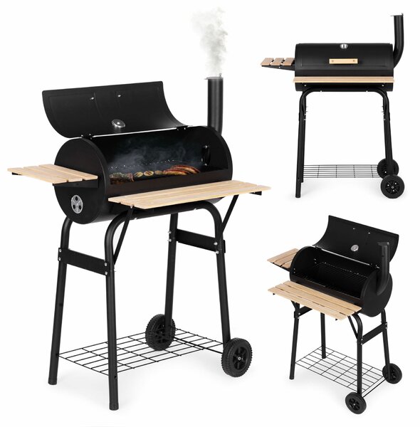 Nagy kerti grill hőmérővel, kémény, 3 polc, kerekek, multigarden