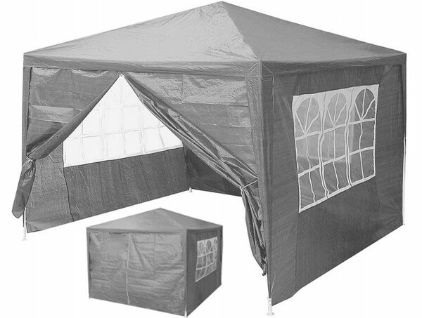 Kerti kereskedelmi pavilon sátor, 3x3 m, 4 fal, szürke, multigarden