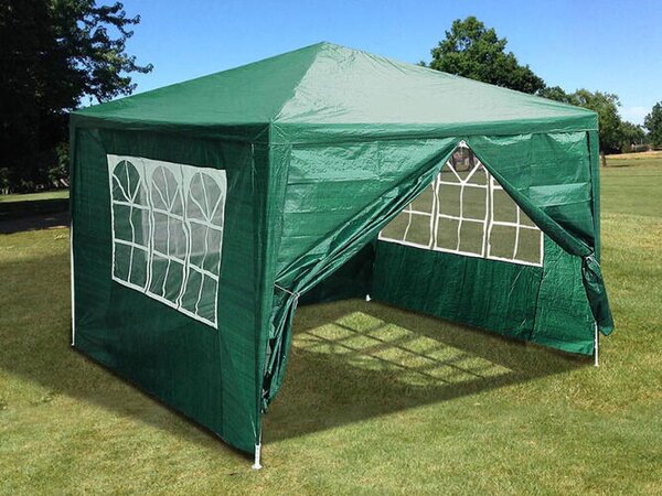 Kerti kereskedelmi pavilon sátor, 3x3 m, 4 fal, zöld, multigarden, 4 falakkal