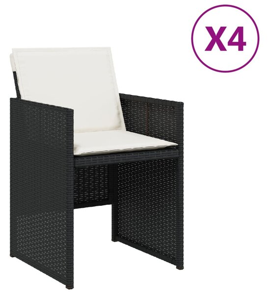 4 db fekete polyrattan kerti szék párnával