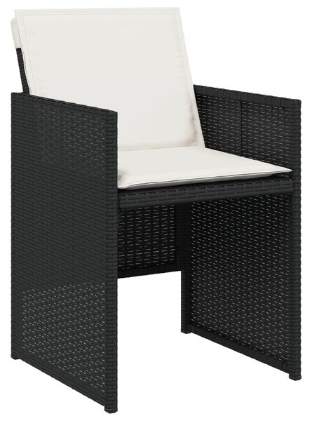 13 részes fekete polyrattan kerti ülőgarnitúra párnákkal