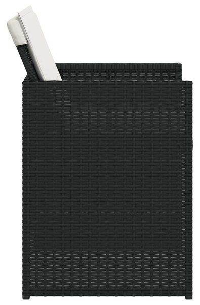 4 db fekete polyrattan kerti szék párnával