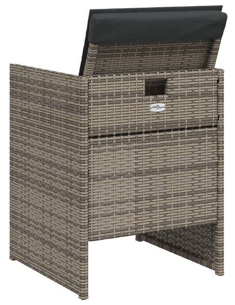 4 db szürke polyrattan kerti szék párnával