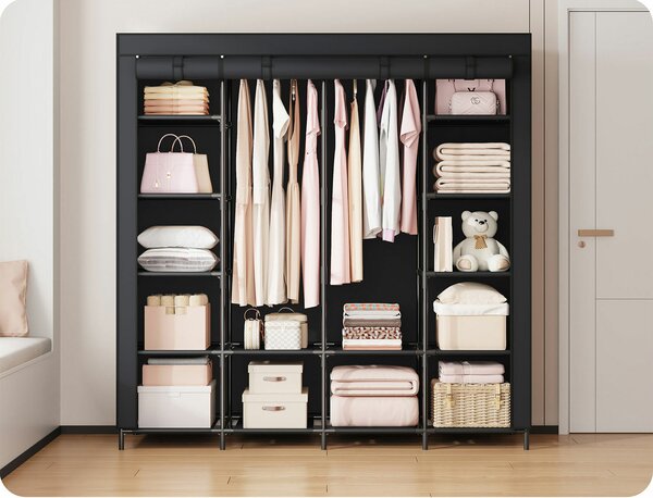 Nagyméretű textil szekrény massido ms-804 fekete
