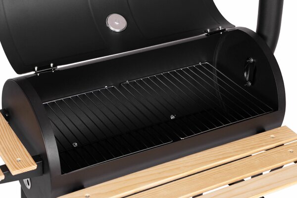 Nagy kerti grill hőmérővel, kémény, 3 polc, kerekek, multigarden