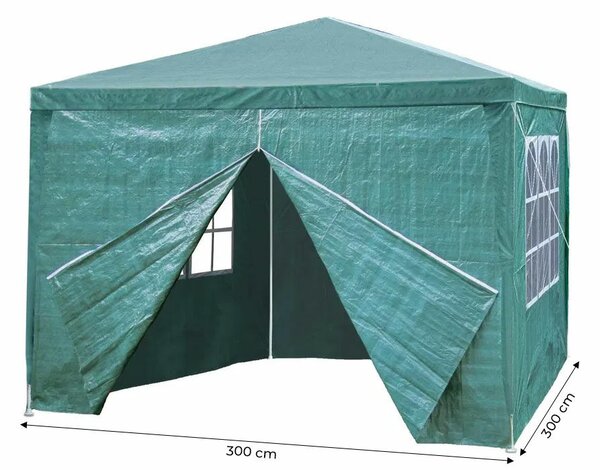 Kerti kereskedelmi pavilon sátor, 3x3 m, 4 fal, zöld, multigarden, 4 falakkal