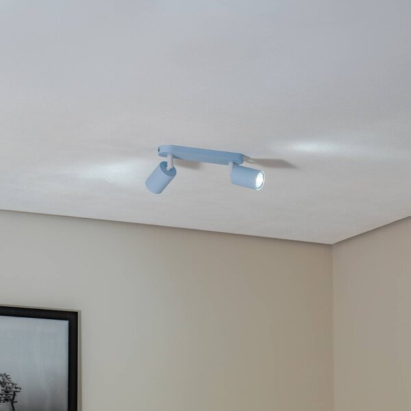 TK Lighting Livia mennyezeti spotlámpa, világoskék, 35 cm, 2 izzós, fém, GU10, dimmelhető, Kék, Gyermekszoba, fém