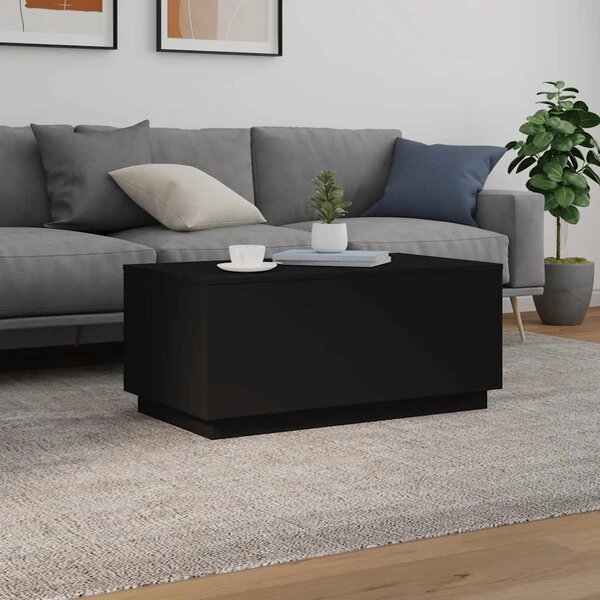 Fekete dohányzóasztal LED-lámpákkal 90x50x40 cm