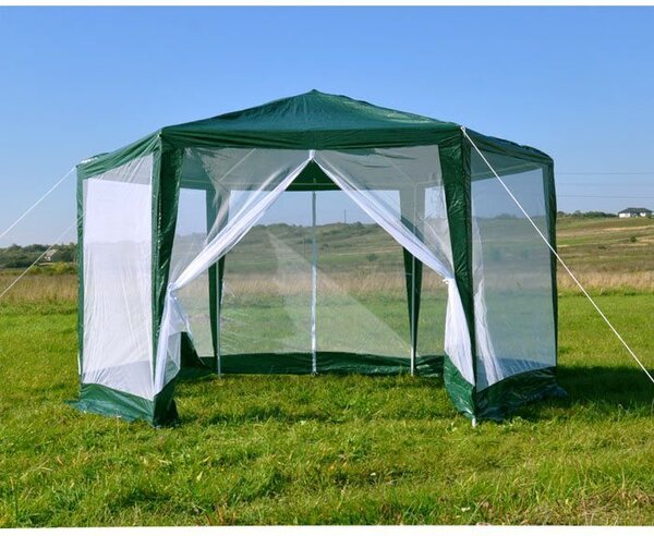 Kerti kereskedelmi pavilon sátor, 2x2x2 m, szúnyoghálóval, zöld, multigarden