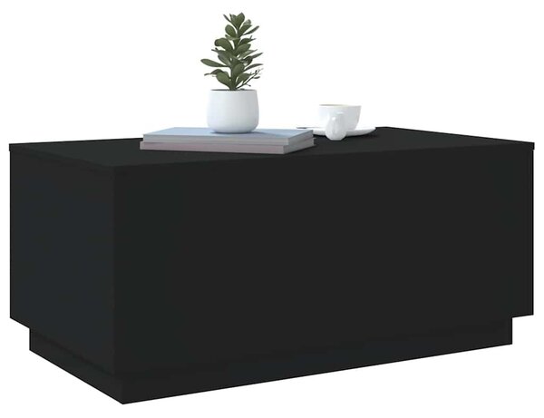 Fekete dohányzóasztal LED-lámpákkal 90x50x40 cm