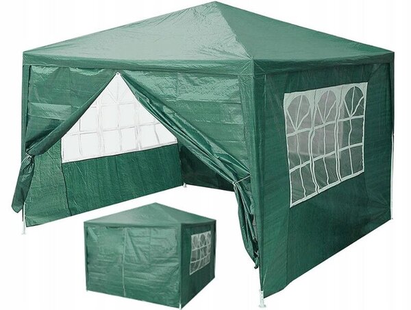 Kerti kereskedelmi pavilon sátor, 3x3 m, 4 fal, zöld, multigarden, 4 falakkal