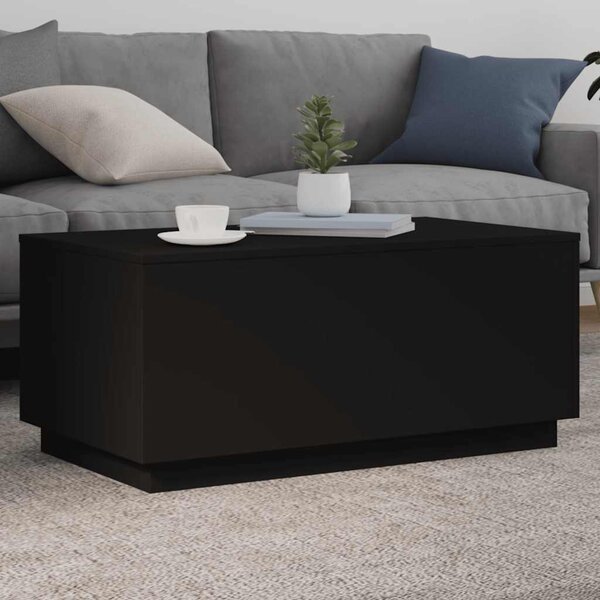Fekete dohányzóasztal LED-lámpákkal 90x50x40 cm
