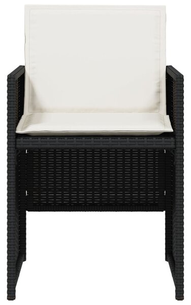 4 db fekete polyrattan kerti szék párnával