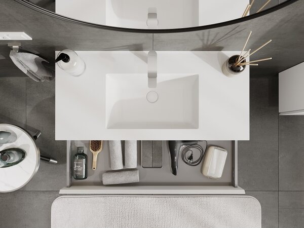 Mexen Orio, fürdőszobaszekrény 100 cm Otis mosdóval, 1 fiókkal, matt fehér, 91A10-10023-1-BF01-W18M01