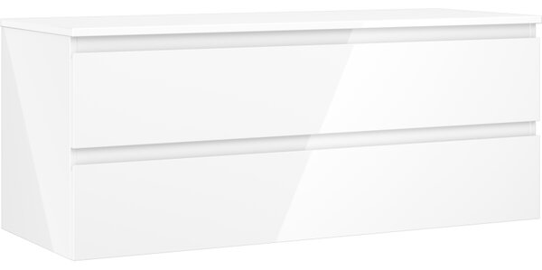 Mexen Orio, fürdőszobaszekrény 120 cm felsőrésszel, 2 fiókkal, fényes fehér, 91A10-12047-2-BFFC00