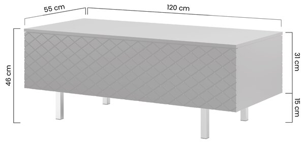 Scalia II 120 2K dohányzóasztal fiókkal - matt sötétzöld / arany lábak