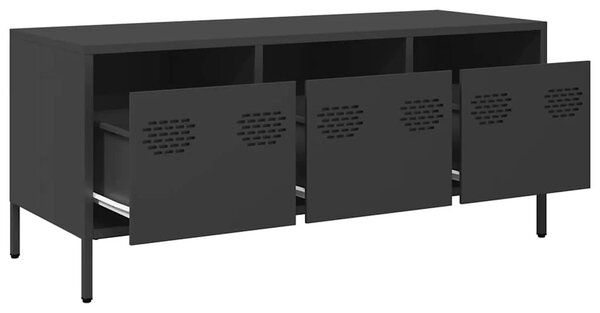 Fekete hidegen hengerelt acél TV-szekrény 101,5 x 39 x 43,5 cm