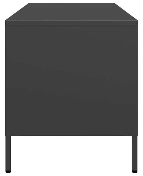 Fekete hidegen hengerelt acél TV-szekrény 101,5 x 39 x 43,5 cm