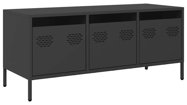 Fekete hidegen hengerelt acél TV-szekrény 101,5 x 39 x 43,5 cm
