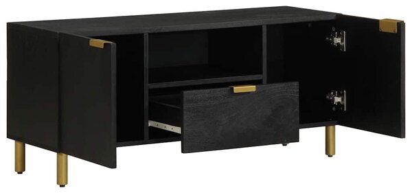 Fekete szerelt fa TV-szekrény 105 x 33 x 46 cm
