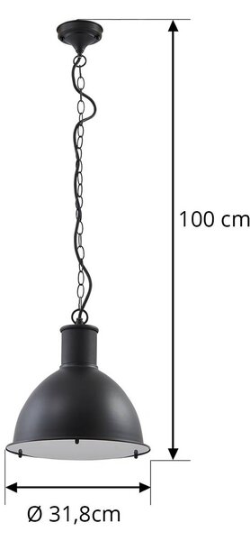 Lindby Luciane kültéri függesztett lámpa, fekete, alumínium, Ø 31,8 cm, dimmelhető, Fekete, Alumínium