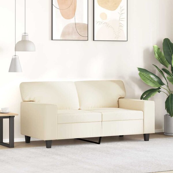 2 személyes krémszínű műbőr kanapé 120 cm