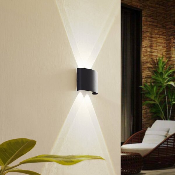 Lindby LED kültéri fali lámpa Ithan, 2 izzós, antracit, 12 cm, Fekete, Alumínium, Modern