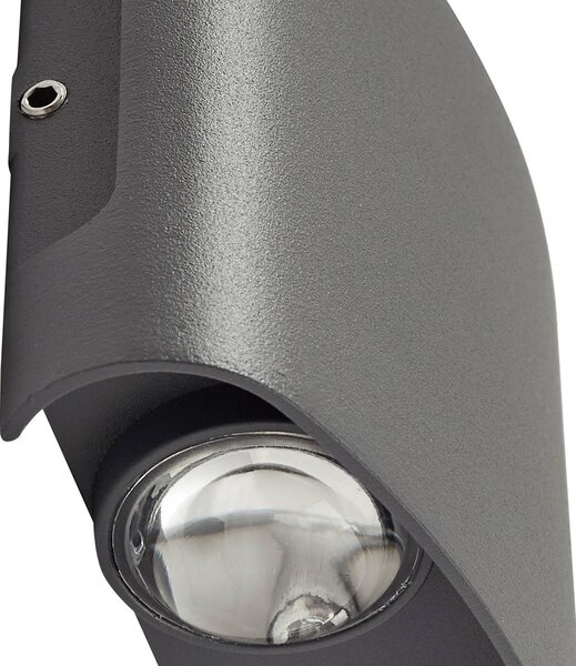 Lindby LED kültéri fali lámpa Ithan, 2 izzós, antracit, 12 cm, Fekete, Alumínium, Modern